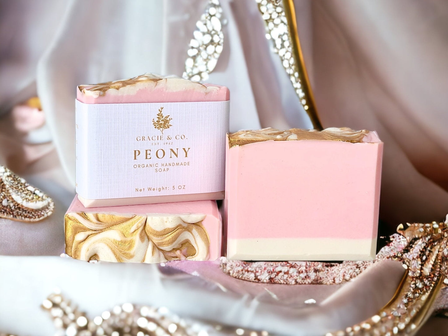 Pink Peony Shea Butter Soap - Romantic Floral Luxury Bar