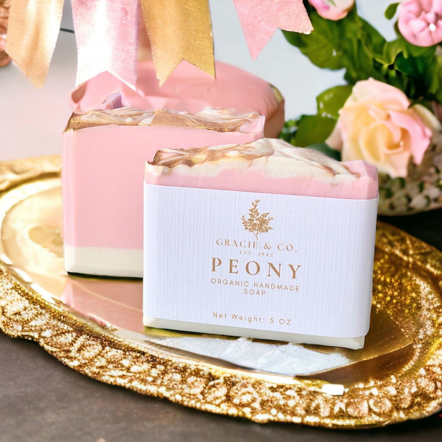 Pink Peony Shea Butter Soap - Romantic Floral Luxury Bar