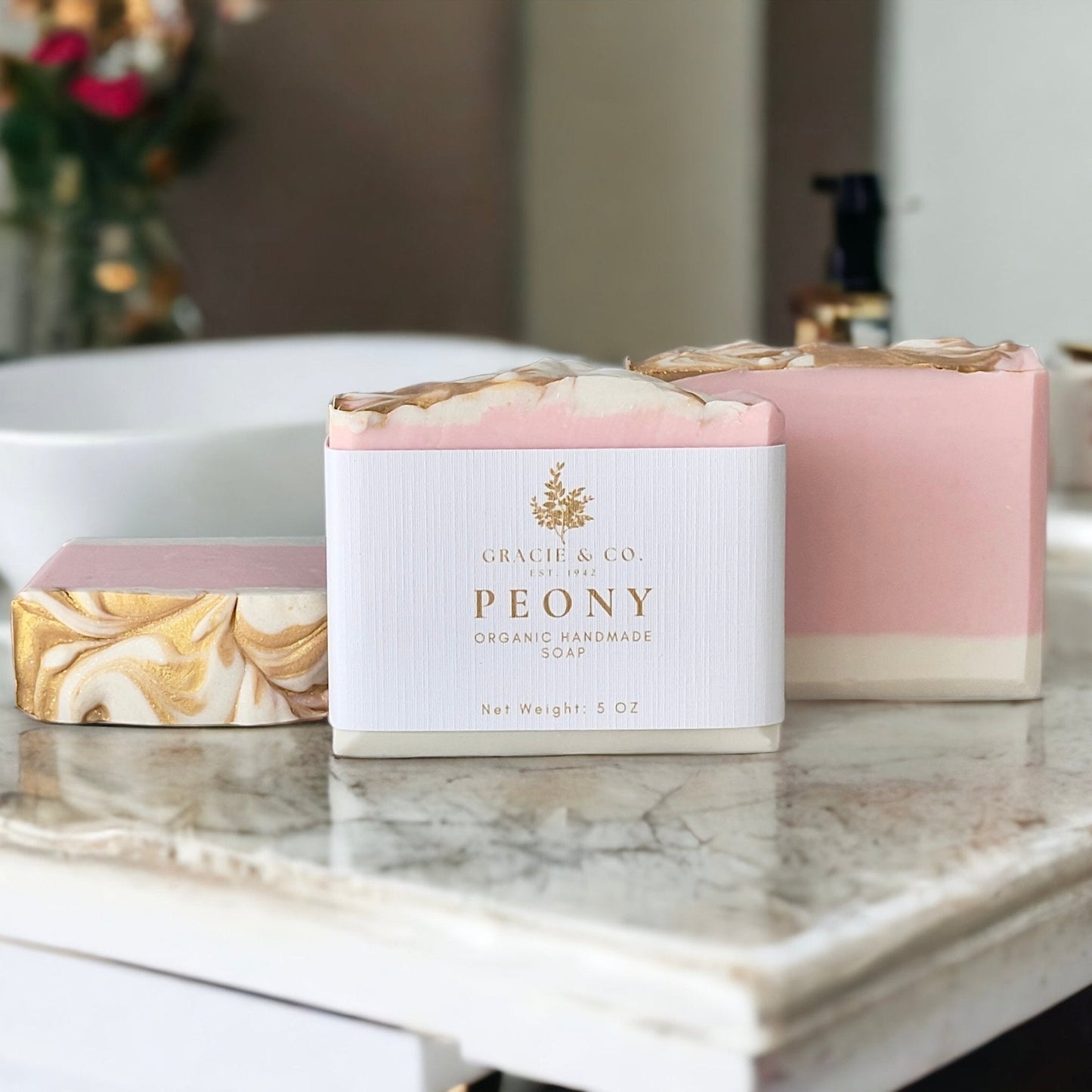 Pink Peony Shea Butter Soap - Romantic Floral Luxury Bar