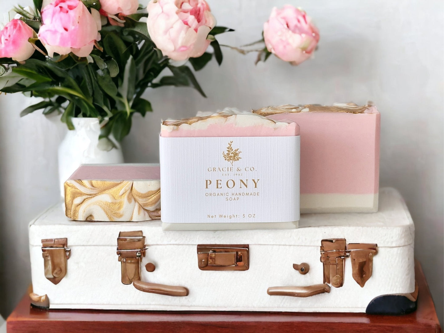 Pink Peony Shea Butter Soap - Romantic Floral Luxury Bar